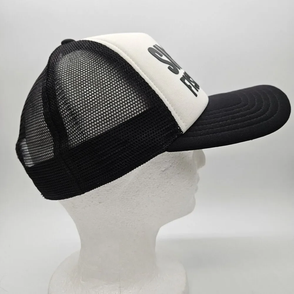 Simms Throwback Trucker Hat Fishing Co Mens Black White Foam Mesh Snapback Cap
